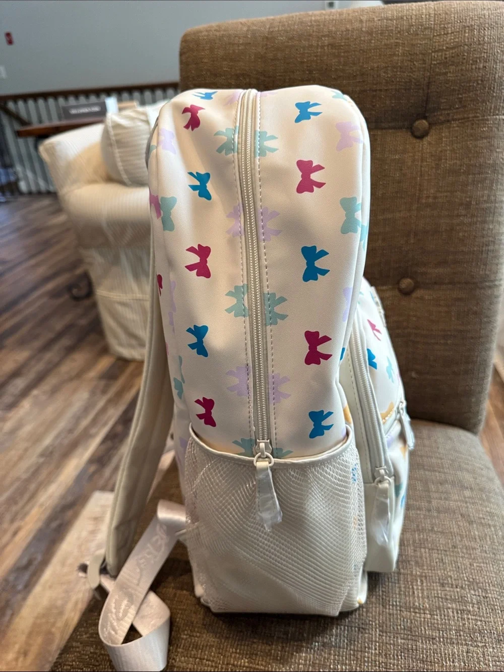Betsey Johnson rainbow bow full size backpack NWT